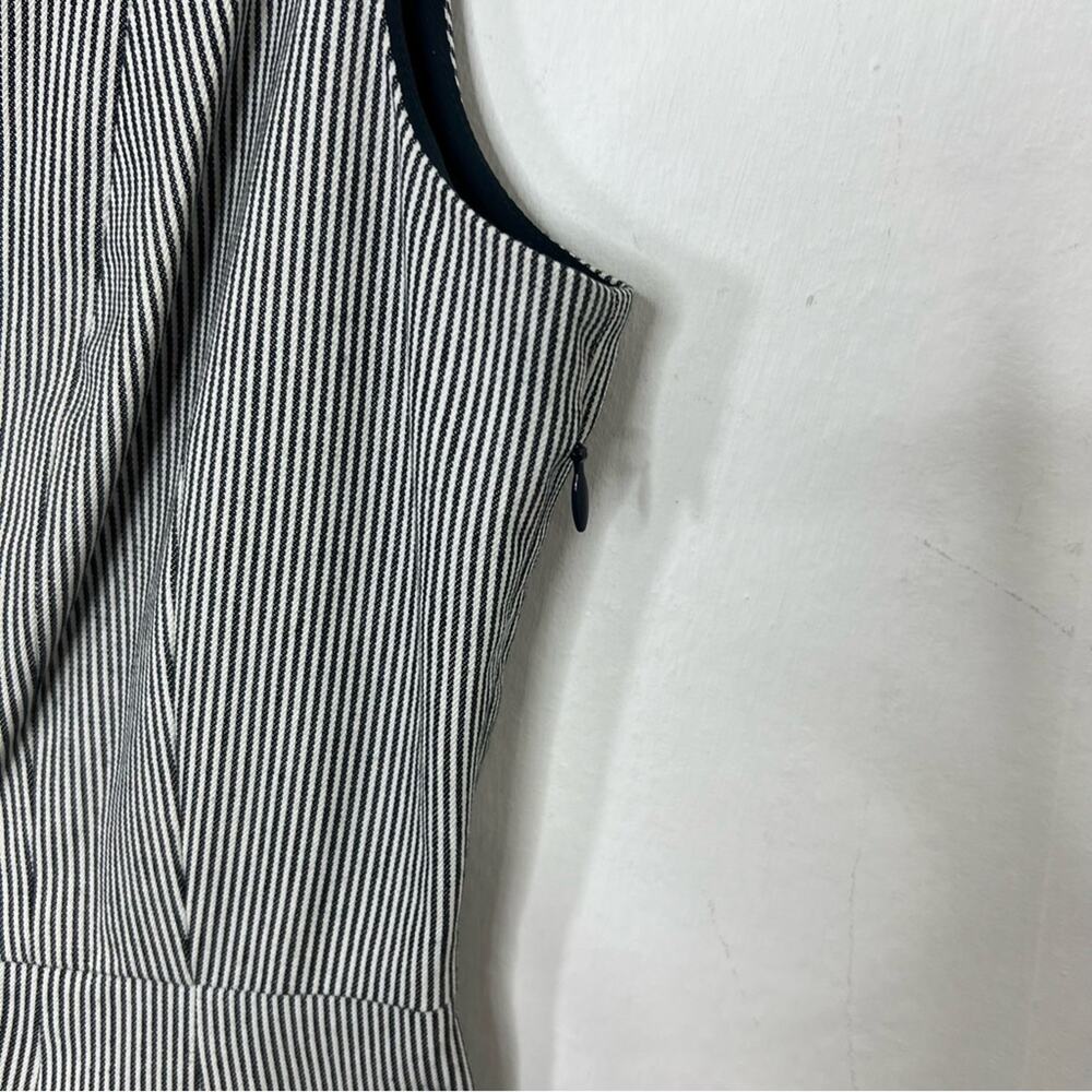 LK Bennett Black and White Striped Button-Front Pinafore Dress - Picture 9 of 16
